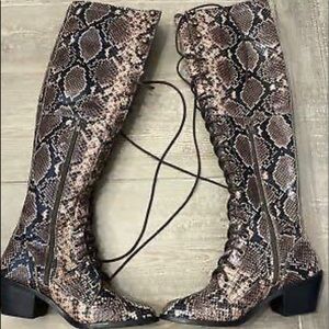 Jeffrey Campbell Joe Snake skin lace up boots